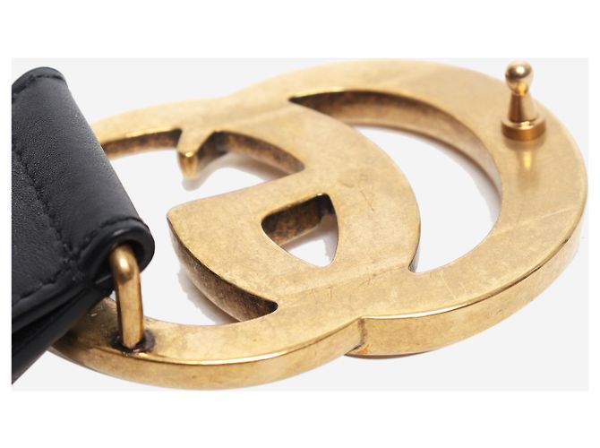 Gucci Ceinture large GG Marmont en cuir noir - vue 5