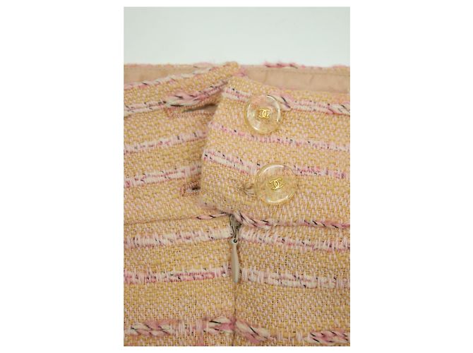 Chanel Completo giacca e gonna in tweed rosa - size UK 8 - vista 4