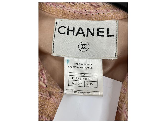 Chanel Completo giacca e gonna in tweed rosa - size UK 8 - vista 6