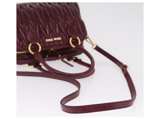 Miu Miu Matelasse Hand Bag Leather 2way Red Gold - vista 10