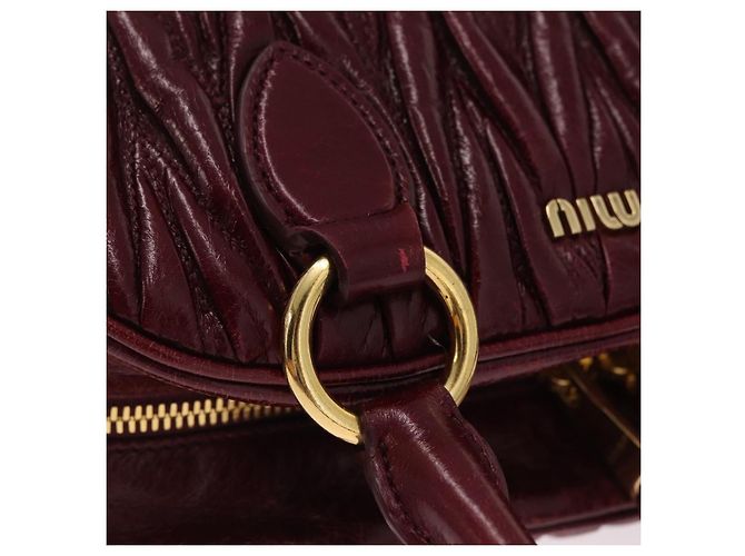 Miu Miu Matelasse Hand Bag Leather 2way Red Gold - vista 15