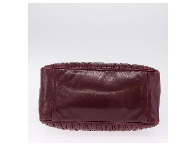Miu Miu Matelasse Hand Bag Leather 2way Red Gold - vista 16