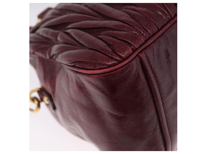 Miu Miu Matelasse Hand Bag Leather 2way Red Gold - vista 17