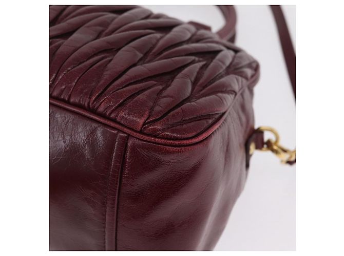 Miu Miu Matelasse Hand Bag Leather 2way Red Gold - vista 18