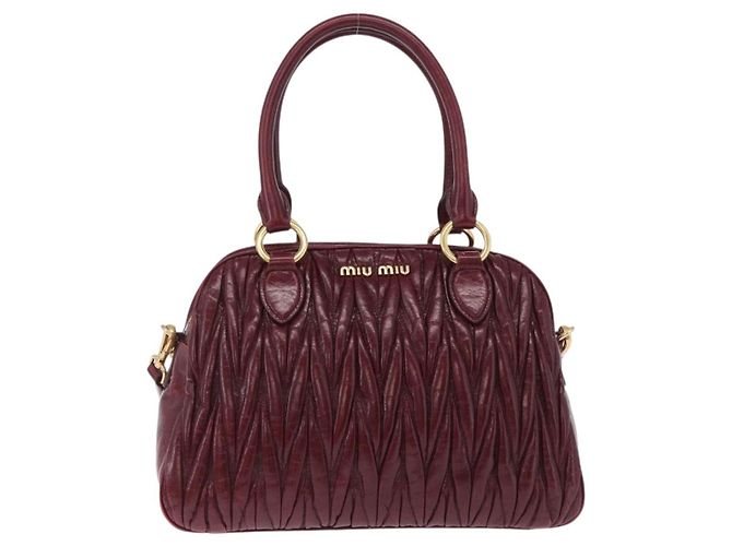 Miu Miu Matelasse Hand Bag Leather 2way Red Gold - vista 2