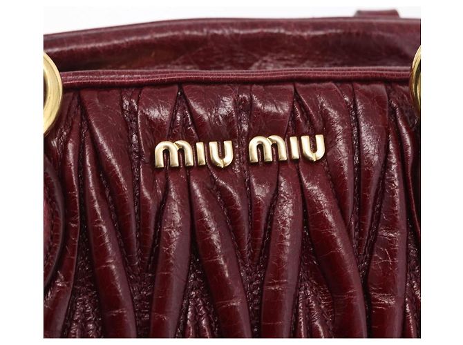 Miu Miu Matelasse Hand Bag Leather 2way Red Gold - vista 22