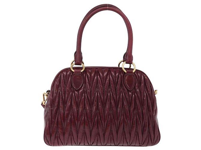 Miu Miu Matelasse Hand Bag Leather 2way Red Gold - vista 3