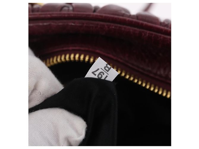Miu Miu Matelasse Hand Bag Leather 2way Red Gold - vista 30