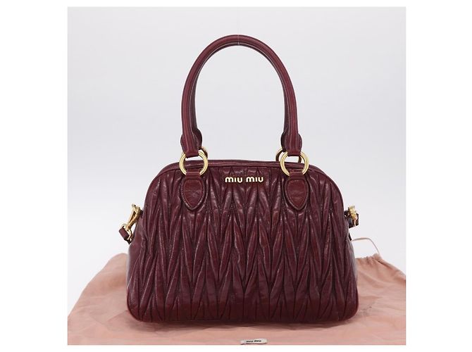 Miu Miu Matelasse Hand Bag Leather 2way Red Gold - vista 32