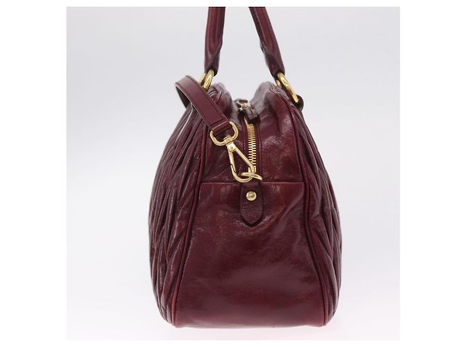 Miu Miu Matelasse Hand Bag Leather 2way Red Gold - vista 4