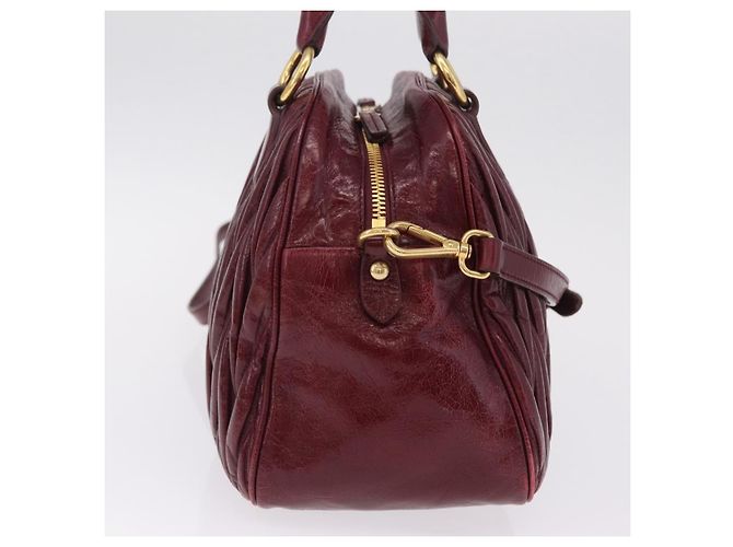 Miu Miu Matelasse Hand Bag Leather 2way Red Gold - vista 5