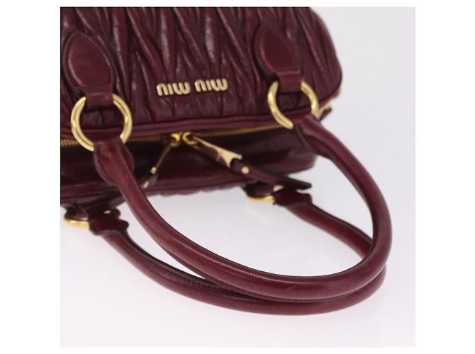 Miu Miu Matelasse Hand Bag Leather 2way Red Gold - vista 7
