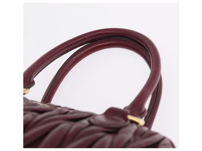 Miu Miu Matelasse Hand Bag Leather 2way Red Gold - vista 8