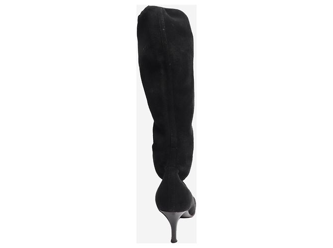 Chanel Bottes hautes en daim noir - taille EU 35.5 - vue 3