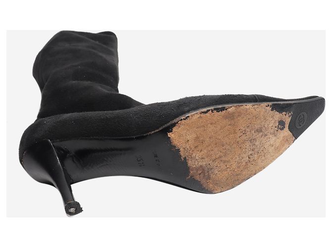 Chanel Bottes hautes en daim noir - taille EU 35.5 - vue 5