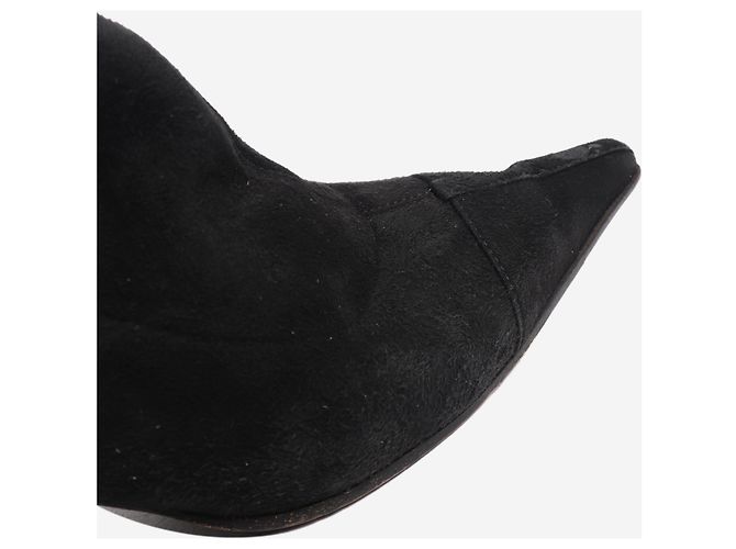 Chanel Bottes hautes en daim noir - taille EU 35.5 - vue 6