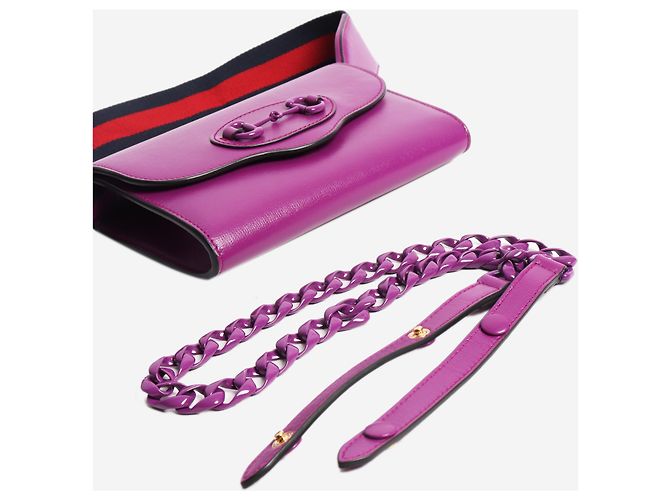 Gucci Mini borsa a tracolla Horsebit 1955 in pelle viola - vista 8