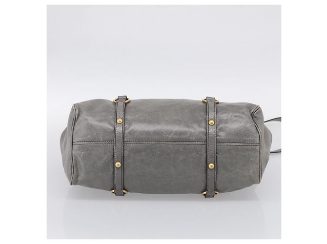 Miu Miu Sac à Main en Cuir 2way Gris Or - vue 11