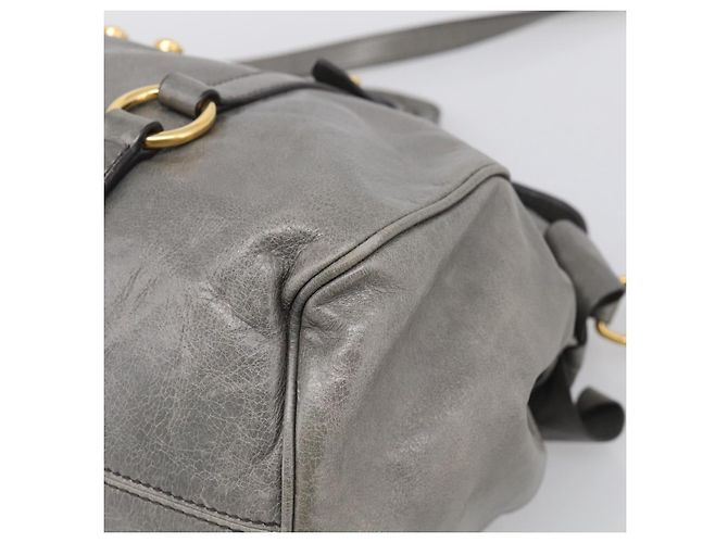 Miu Miu Sac à Main en Cuir 2way Gris Or - vue 12