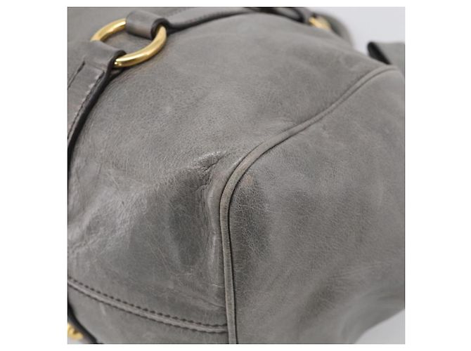 Miu Miu Sac à Main en Cuir 2way Gris Or - vue 14