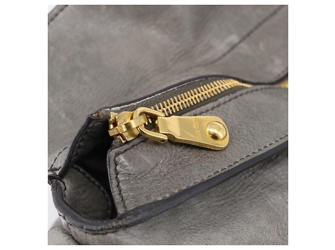 Miu Miu Sac à Main en Cuir 2way Gris Or - vue 19