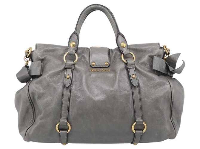 Miu Miu Sac à Main en Cuir 2way Gris Or - vue 3