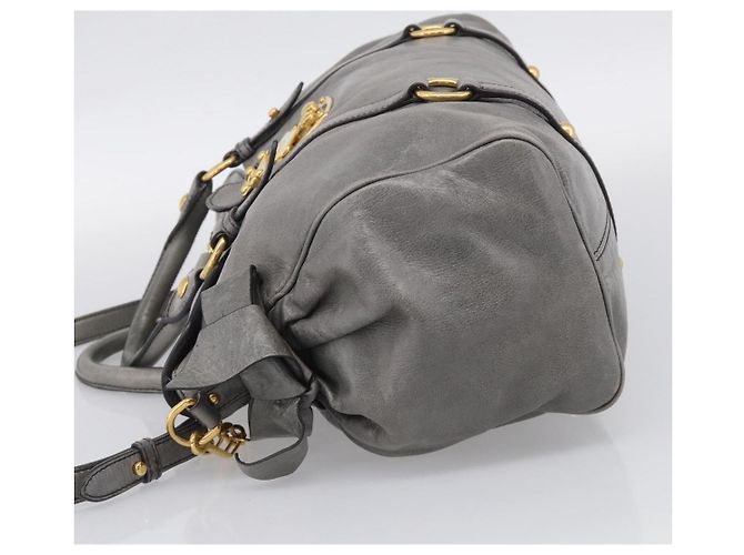 Miu Miu Sac à Main en Cuir 2way Gris Or - vue 4