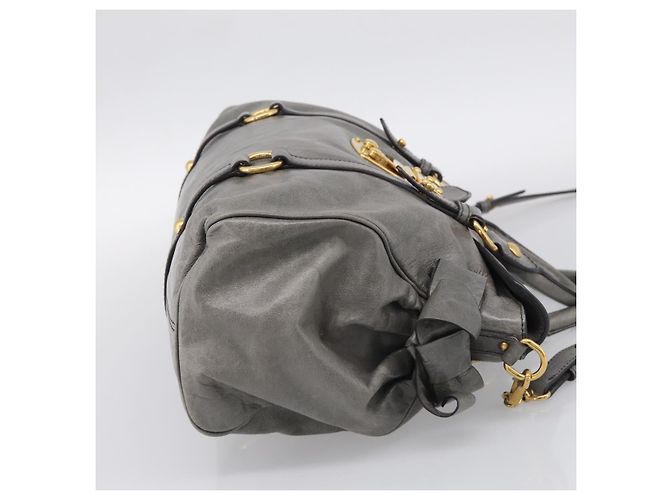 Miu Miu Sac à Main en Cuir 2way Gris Or - vue 5