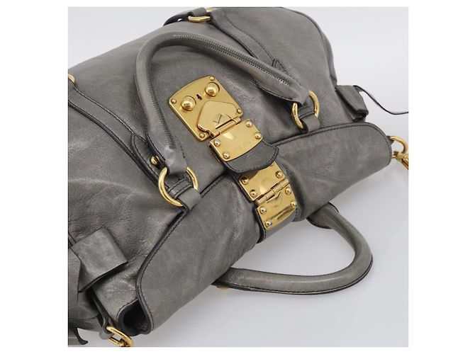 Miu Miu Sac à Main en Cuir 2way Gris Or - vue 6