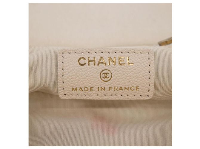 CHANEL Matelasse Vanity Chain Shoulder Pouch Caviar Skin White CC - vista 21
