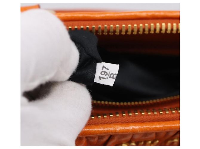 Miu Miu Matelasse Hand Bag Leather 2way Orange Gold - vista 12