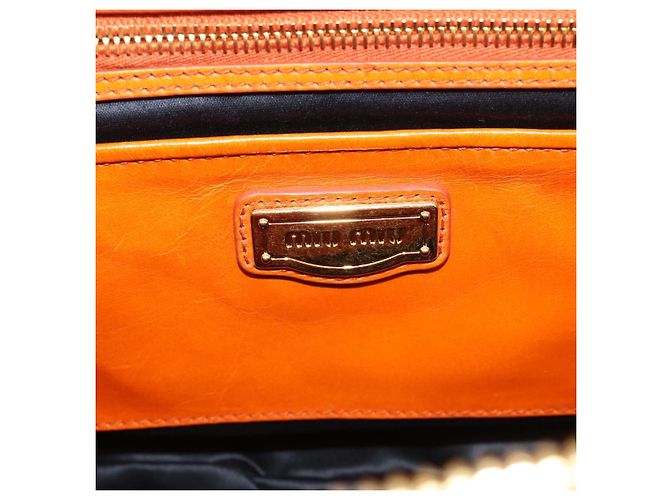 Miu Miu Matelasse Hand Bag Leather 2way Orange Gold - vista 20
