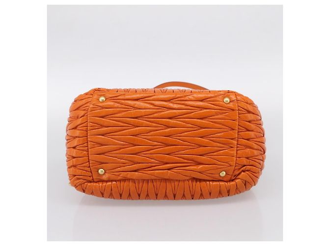 Miu Miu Matelasse Hand Bag Leather 2way Orange Gold - vista 5