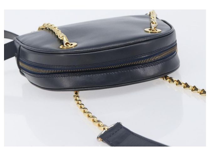 Céline CELINE Circle Chain Shoulder Bag Leather Navy Gold - vista 6
