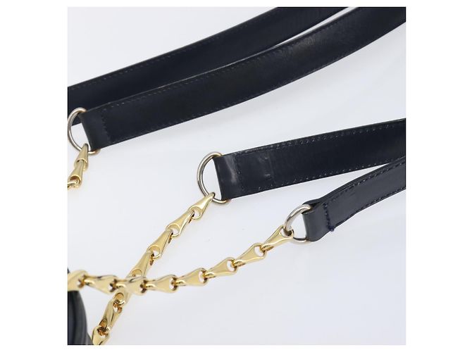 Céline CELINE Circle Chain Shoulder Bag Leather Navy Gold - vista 9