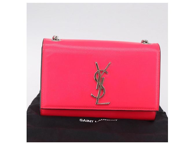 Autre Marque Saint Laurent Chain Shoulder Bag Leather Pink Silver - vista 25