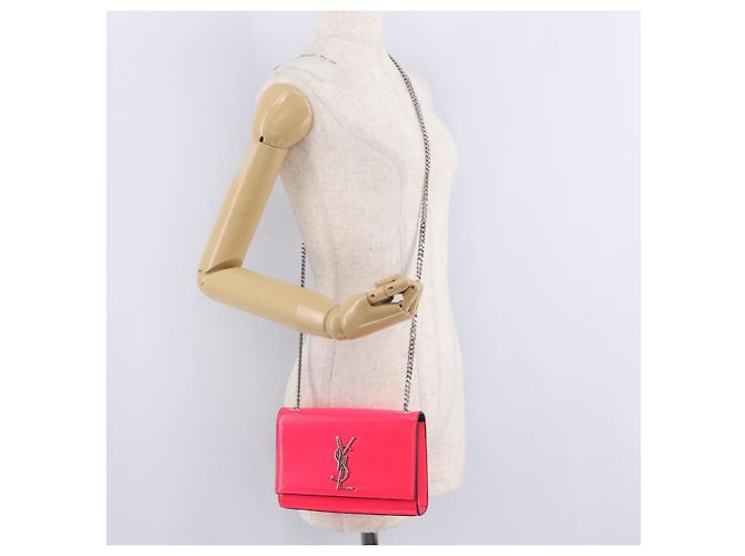 Autre Marque Saint Laurent Chain Shoulder Bag Leather Pink Silver - vista 26