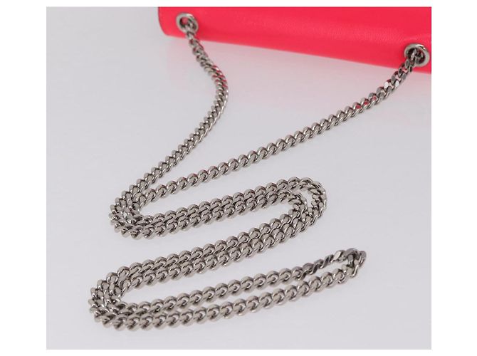 Autre Marque Saint Laurent Chain Shoulder Bag Leather Pink Silver - vista 7