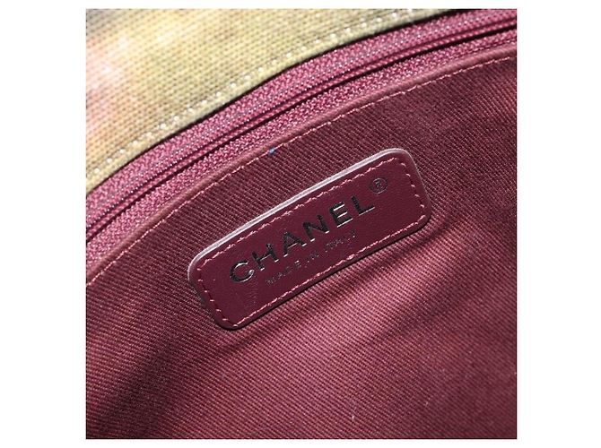 CHANEL Embroidery Graffiti Messenger bag Canvas Khaki Silver CC - vista 21
