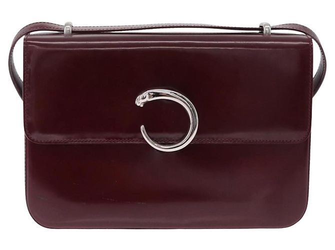 Panthère Bolsa de Ombro Cartier PANTHERE Couro Bordeaux Prata - vista 13