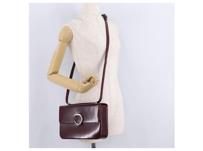 Panthère Bolsa de Ombro Cartier PANTHERE Couro Bordeaux Prata - vista 31