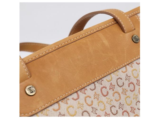 Céline CELINE C Macadam Hand Bag Canvas Beige Gold Tone - vista 10
