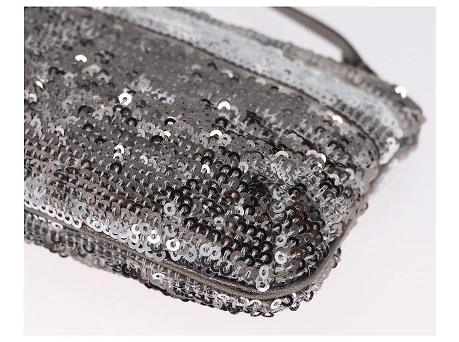 Salvatore Ferragamo Mini Pouch Sequin Silver - vista 14