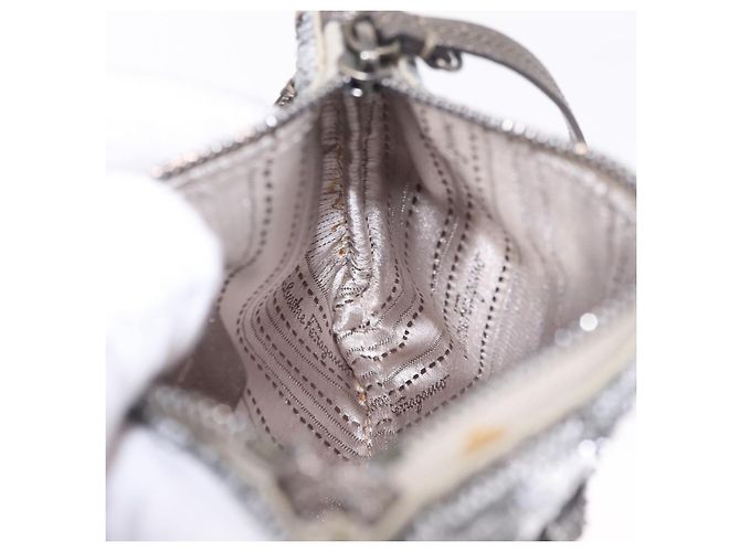 Salvatore Ferragamo Mini Pouch Sequin Silver - vista 18