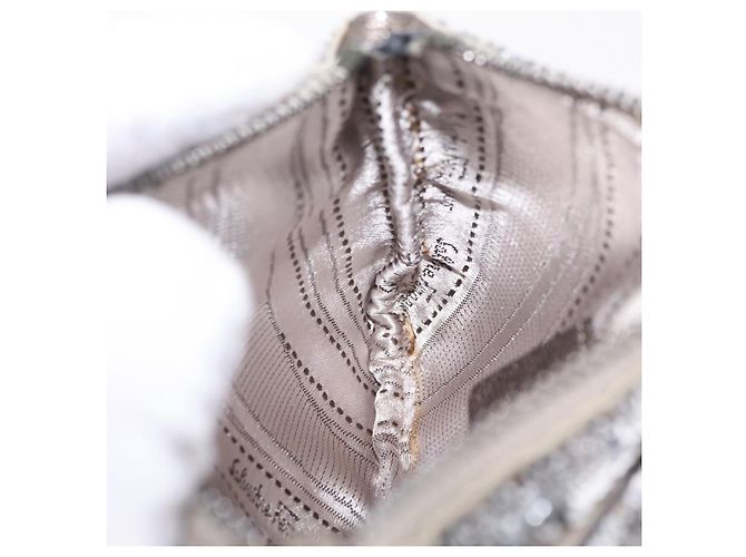 Salvatore Ferragamo Mini Pouch Sequin Silver - vista 19