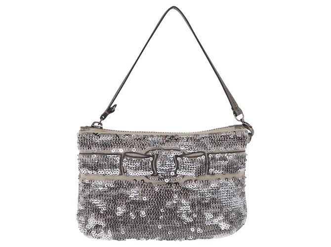 Salvatore Ferragamo Mini Pouch Sequin Silver - vista 2