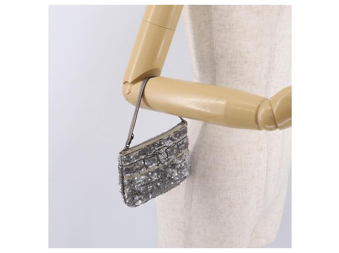 Salvatore Ferragamo Mini Pouch Sequin Silver - vista 20