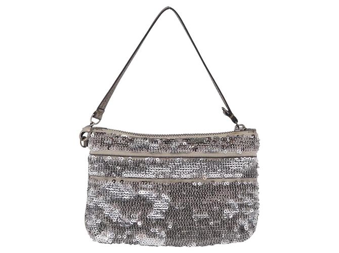 Salvatore Ferragamo Mini Pouch Sequin Silver - vista 3