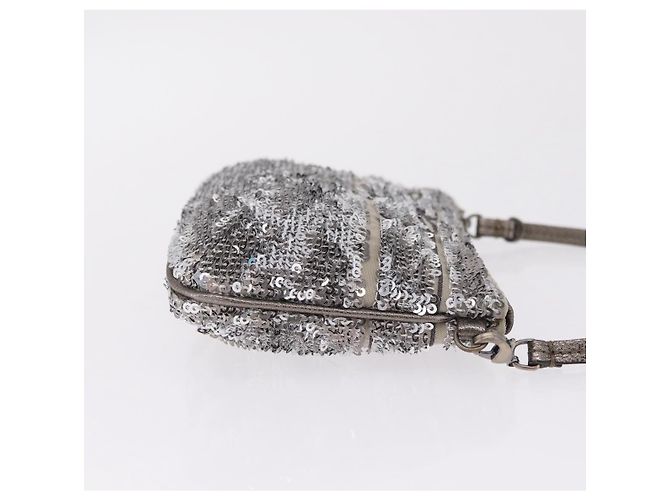 Salvatore Ferragamo Mini Pouch Sequin Silver - vista 4