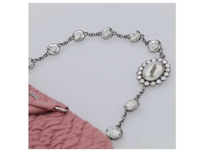 Miu Miu Sac à épaule Matelassé Cuir Rose Argent - vue 12